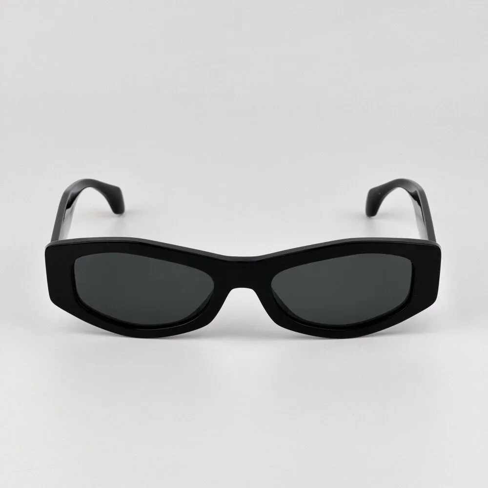 Versace VE4487 GB1/87 Black Rectangle Sunglasses Dark Grey Lens Unisex